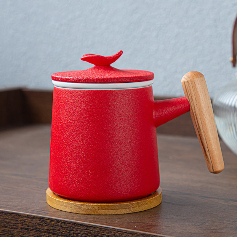 Ceramic Mug with Strainer and Lid